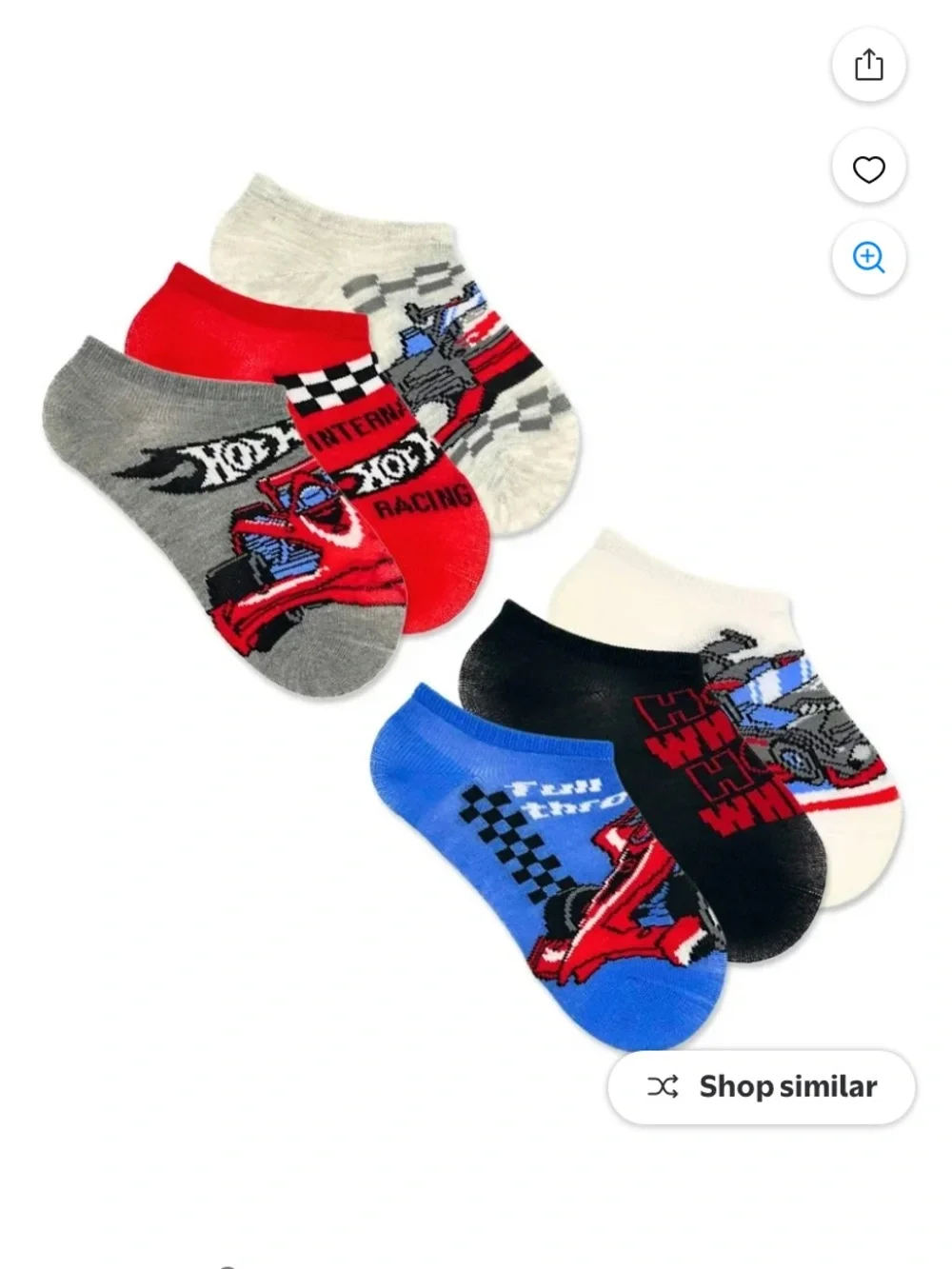 Hot Wheels Kids 6-Pack No-Show Socks - Multi Color